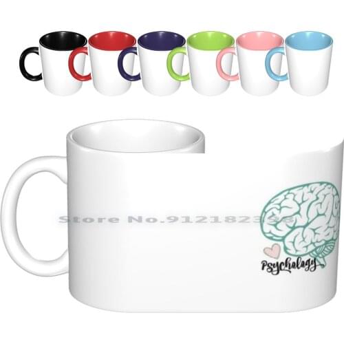 Brain Sticker Ceramic Mugs Coffee Cups Milk Tea Mug Brain Heart Clipart Popular Major Creative Trending Vintage Gift Bottle Cup
