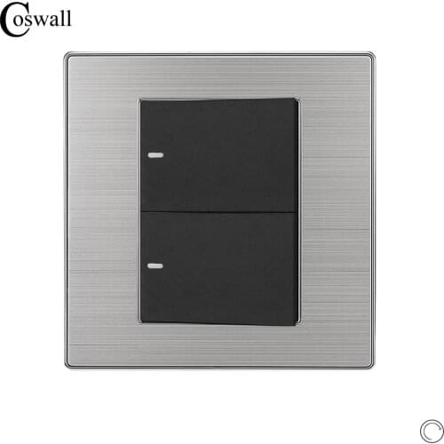 Coswall 2 Gang Reset Switch Luxury Electric Curtain Shutter Switch Momentary Contact Wall Switch Push Button