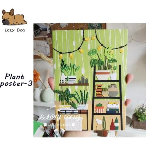 Plant Poster-3 Metal Cutting Dies Scrapbooking Stencil DIY Mold Knife Craft Embossing Die Cuts Card Making New Dies For 2020