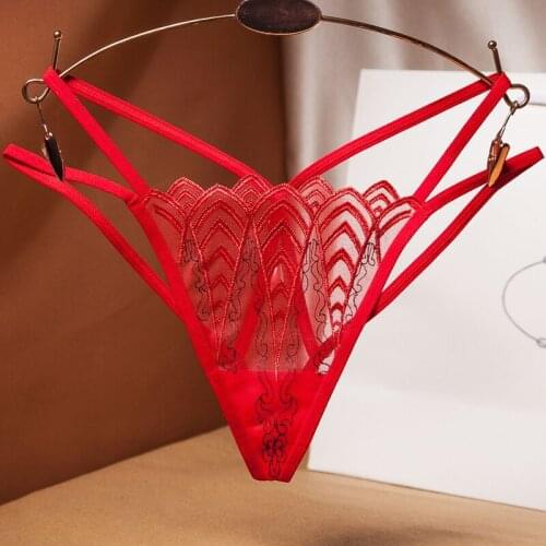Women Sexy Bikini Panties Female Embroidery Lingerie G-Stings Girls Transparent Bragas Hollow Calcinha XXS-XL 2245