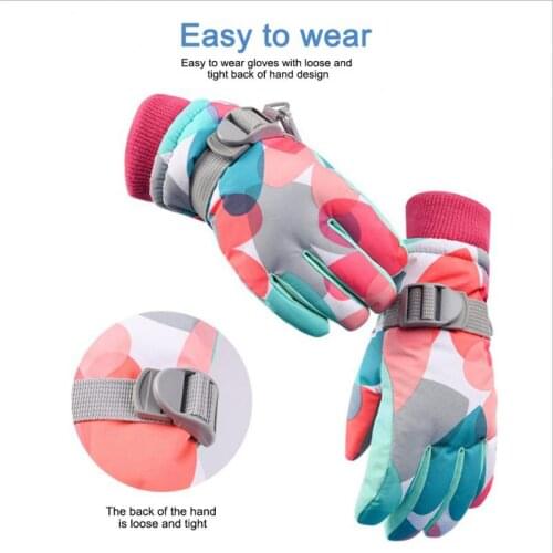 Wheelup Winter Childrens Warm Thickened Printed Splicing Ski Gloves Windproof And Waterproof Outdoor Snow All Finger Gloves