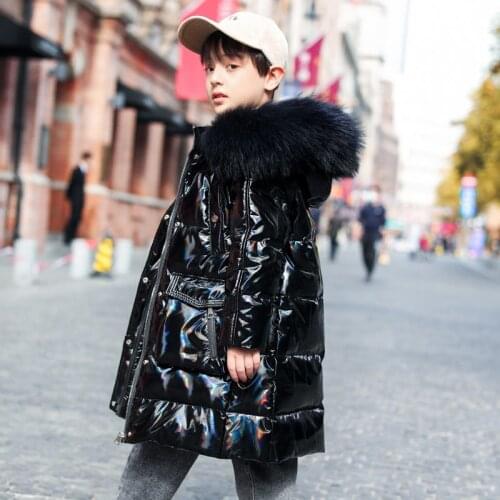 Boys Girls WinterChildren Clothing Long Silver Jacket Baby Faux Fur Coat Snowsuit Outerwear Kids Long Sleeve Hooded Coat Parka