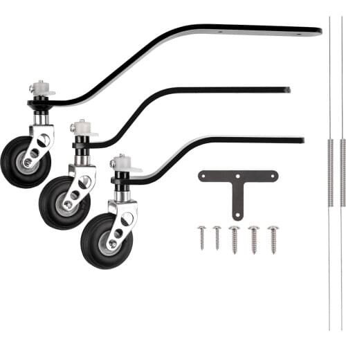 1Set Carbon Fiber Rear Landing Gear Support+PU Wheel Steering Kit For 26CC/50CC/100CC Gasoline Engine Fixed Wing Airplane Model