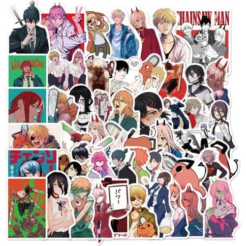10/50Pcs Cartoon Stickers Chainsaw Man Mobile Phone Notebook Diary Skateboard Book Guitar Suitcase Decoration Sticker