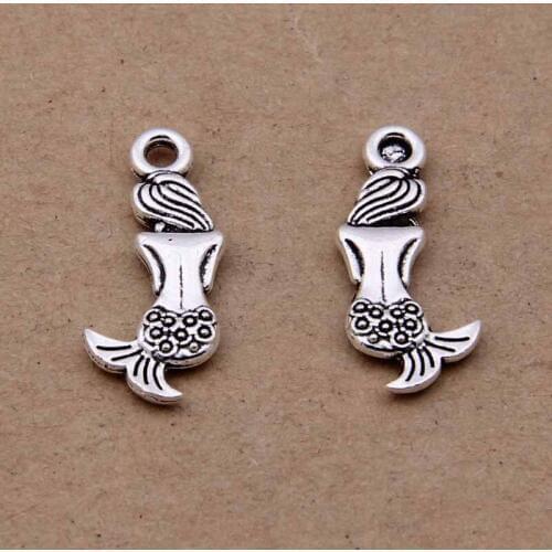400pcs 8*20mm Vintage Zinc Alloy Mermaid DIY Charms Pendants DIY Bracelet Necklace