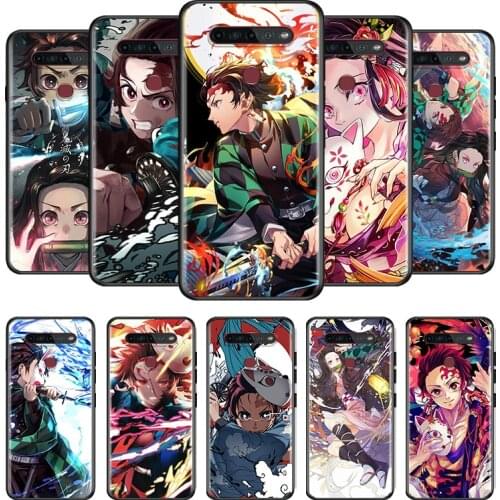 Anime Demon Slayer Kimetsu no Yaiba For LG G8 V30 V35 V40 V50 V60 Q60 K40S K50S K41S K51S K61 K71 K22 ThinQ 5G Black Phone Case