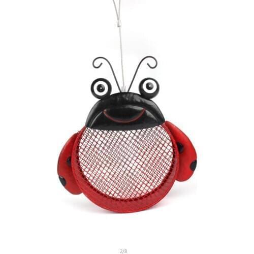 Ladybug Metal Mesh Wild Bird Feeder Red for Garden Outdoor Hanging or House Outdoor Hanging Decoration to bird