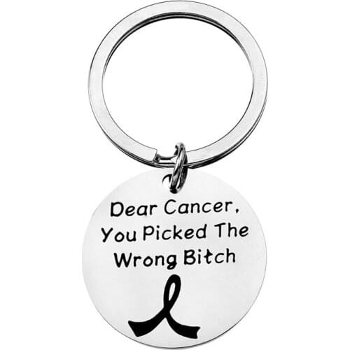 Cancer Awareness Keychain Dear Cancer You Picked The Wrong Keychain Encouragement Gift for Cancer Fighter Survivor