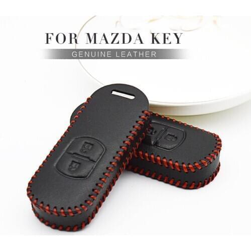 Genuine Leather Car Key Cover Case for Mazda 2 3 5 6 CX5 CX4 CX3 CX7 CX8 CX30 RX8 MX5 Atenza Demio Axela Key Chain Accessories