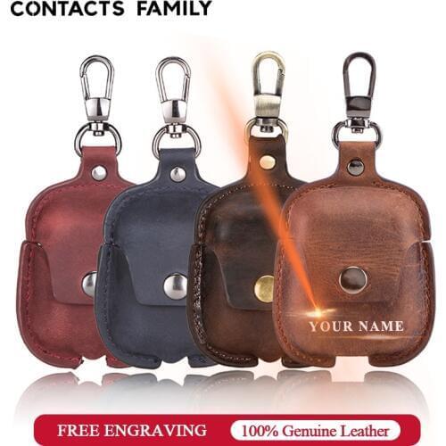 Genuine Leather Earphone Case for Airpods Cases Apple Airpod 1 Airpod 2 Cover Headphone Cases Airpods Key Chain Case Accessories