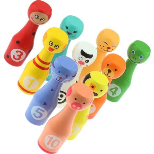 Wooden Bowling Toy Develop Kids Recognize Different colors and Cultivate the Ability to Feel Color