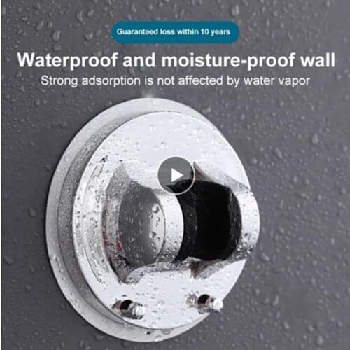Shower Stand Wall Mounted Round Shower Mounting Brackets Bath Shower Holder Seamless Hook Strong Paste 90° Multi-tap Adjustment