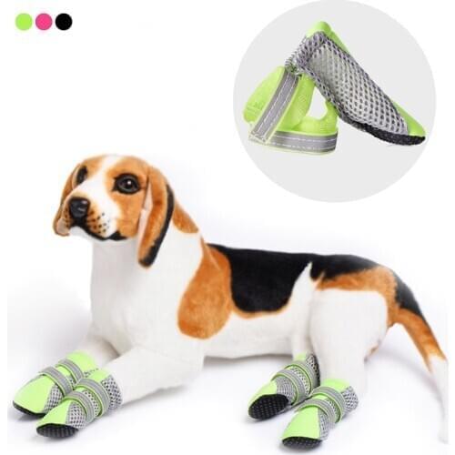 Breathable Pet Dog Outdoor Walking Shoes Net Soft Summer Pet Shoes Night Safe Reflective Boots For Large Small Dogs