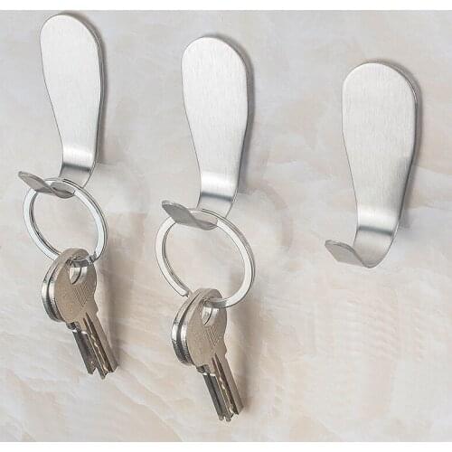 Creative simple home paste wall hook Fashion stainless steel clothes key storage hook