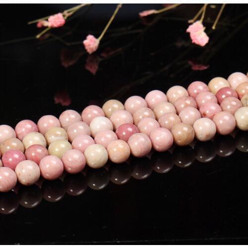 Natural Rhodonite 4-12mm round Gemstone beads for 925 sterling silver Jewelry Making Necklace Bracelet 15inch ICNWAY