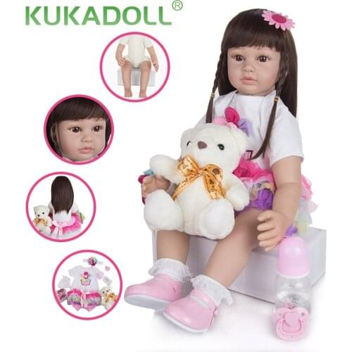 KUKADOLL 24 Inch 60 CM Preciness Doll Bebe Reborn Cloth Body Stuffed Lovely Bebe Reborn Menina For Kids Birthday Christmas Gift