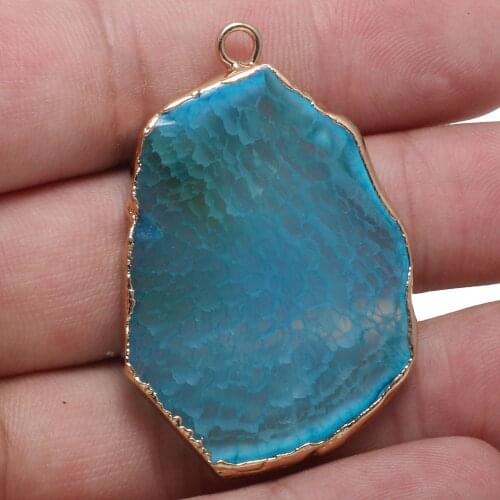 Natural Stone Pendant Irregular Blue Agates For Jewelry Making DIY Necklace Bracelet Anklet Accessory