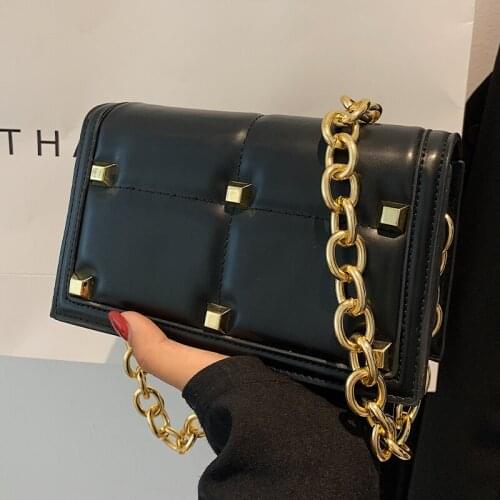 Rivet Square Crossbody Bag 2021 Fashion New High-quality PU Leather Womens Designer Handbag Chain Shoulder Messenger bag Purses