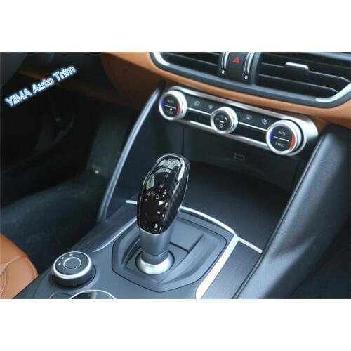 Lapetus Print Gear Shift Knob Sticker Frame Cover Trim Carbon Fiber Style Fit For Alfa Romeo Stelvio 2017 2018 2019 2020 ABS