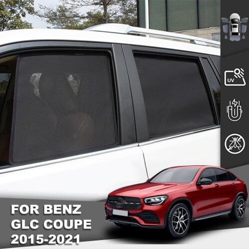Magnetic Car Sunshade Front Windshield Door Mesh Frame Curtain For Mercedes Benz GLC Coupe 2015-2021 Side Window Sun Visor Cover