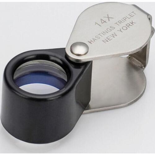 14 Times 12mm Metal Gift Toys Pocket Jadeite Filter Super Triplet Lens Magnifier Jewelry Gem Identifying Magnifying Glass Loupe