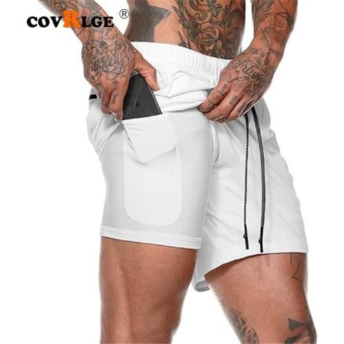 Covrlge 2019 summer shorts men quick dry running shorts mens 2 in 1 Secure Pocket Shorts Men Hips Hidden Zipper Pockets MKD035