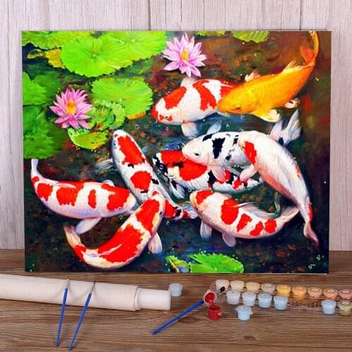 Animal Carp Coloring By Numbers Painting Complete Kit Acrylic Paints 40*50 By Numbers Photo Loft Wall Handicraft
