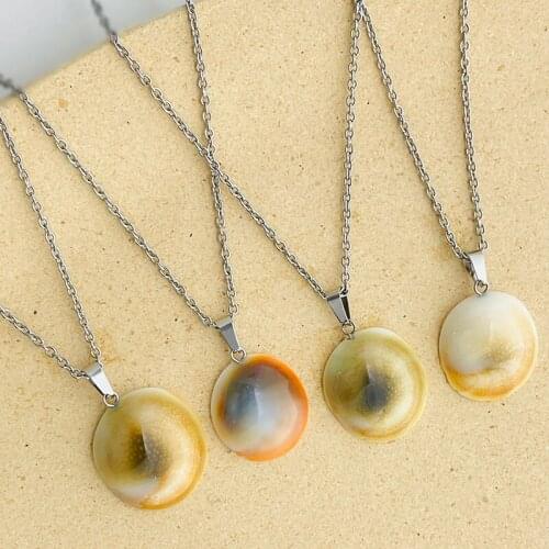 New 2021 Shell Stone Pendant Necklace for Women and Men Stainless Steel Chain Vintage Aesthetics Fashion Jewelry Party Gifts
