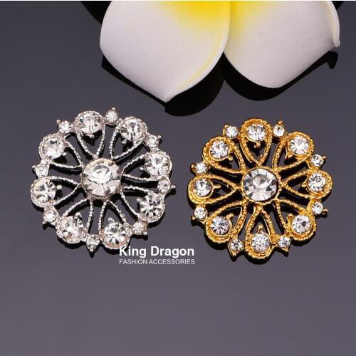Rhinestone Button Embellishment Without Loop Used On Invitation Card 27MM 100PCS/Lot Flat Back Silver Color KD01