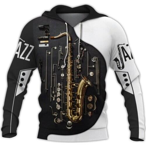 New full 3D Saxophone mens fashion sweater casual sweater with autumn sweater hat
