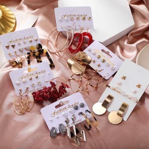 Volume Vintage Earrings For Ladies 2020 Newest Earrings Set Acrylic Gold Korean Drop Earrings Jewerly Gift Wedding