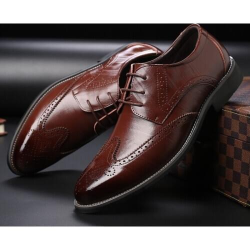 Genuine Leather Shoes Men Formal Brogue Shoes Men Wedding Dress Shoes Zapatos De Hombre Heren Schoenen Sapato Oxford Masculino