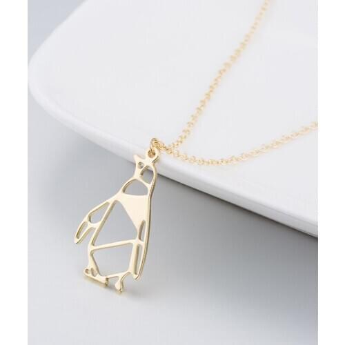 Necklace womens cute pendants fashion jewelry Steel color penguin stainless steel animal gold chain on the neck Steel necklaces