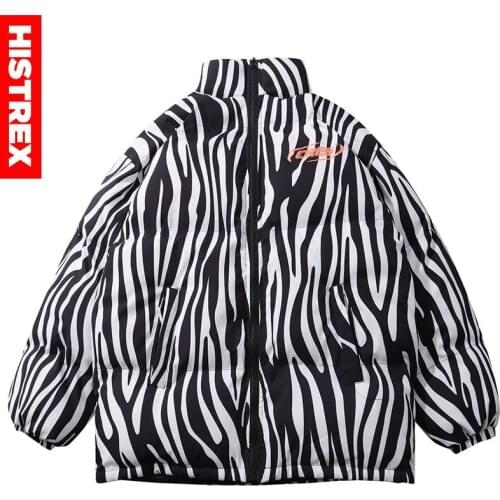 HISTREX Zebra Stripes New Animal World Men Parkas Jacket Thicken Clothing Vintage Vintage Outwear Warm Streetwe Parka Man IG7E2