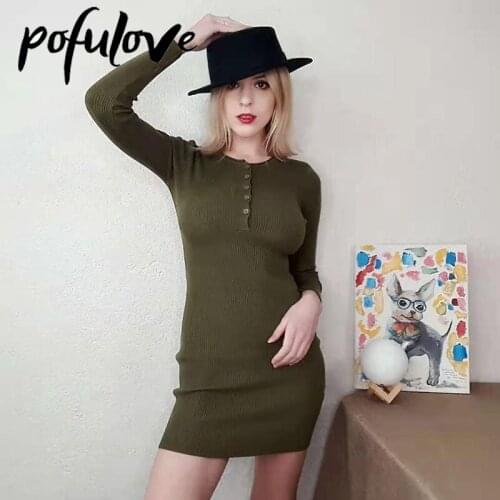 POFULOVE Long Sleeve Summer Dresses