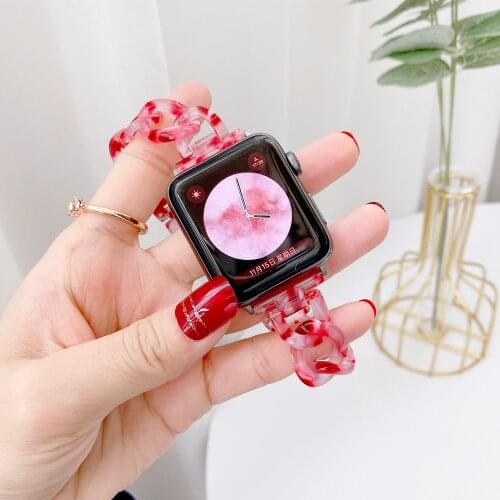 Resin strap compatible for Apple watch 6 5 4 SE 44mm 40mm Woman replacement bracelet wristband for iwatch 3 2 1 38mm 42mm strap