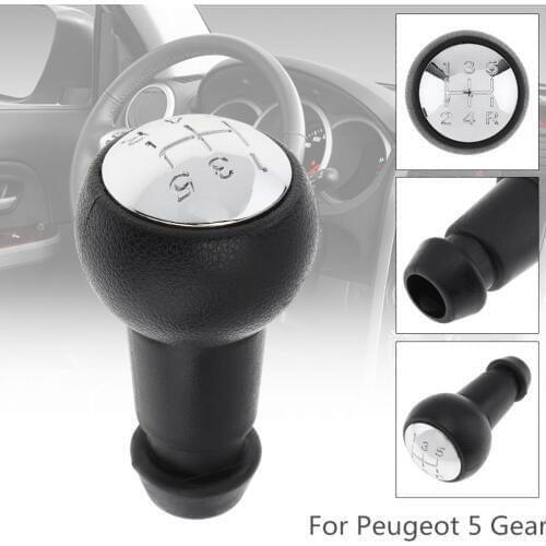 5 Speed ABS Plastic Chrome Car Manual Handball Gear Shift Knob Fit for Peugeot 106 206 306 406 207 307 407 2008