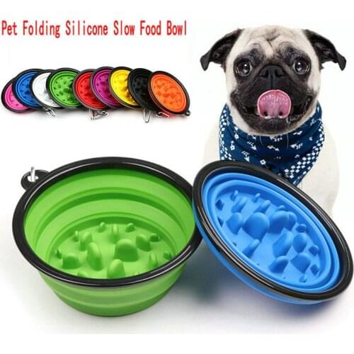 1000ML Folding Dog Pet Slow Food Bowl Portable Silicone Collapsible Bowls Outdoor Puppy Cat Food Water Container Feeder Dish