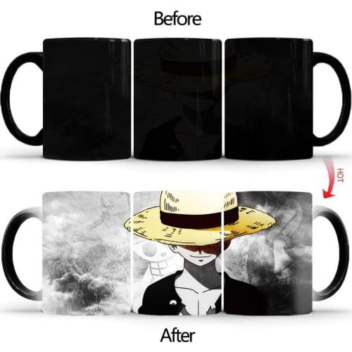 Straw Hat Warrior mug changing color mugs heat Sensitive 350ml coffee mug cups best gift for your husband boy friend BSKT-052