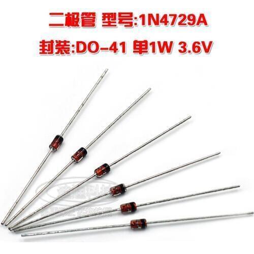 Zener diode 1N4729A DO-41 single 1W 3.6V straight glass tube 1N4729 regulator tube