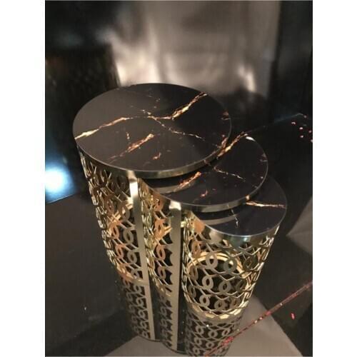 Ivy Pattered Laser Cut Marble Gold Zigon Table Basse Mesa Auxiliar غرفة المعيشة الأثاث Stolik Kawowy журнальный столик