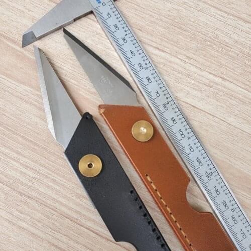 Traditional paper cutting knife,Pencil sharpener knife , vegetable tanned leather handle, EDC, daily carry without lock