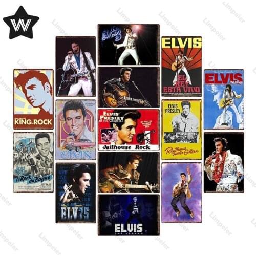 Vintage Metal Tin Sign Famous Star Tin Plaque Metal Poster Elvis Wall Sticker Retro Style Tin Plate Metal Sign for Club Man Cave