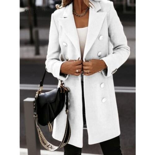 Real Wool Coat Blend Coat Women Double Breaster Winter Blazer Fashion Elegant Camel Korean Style Suit Fall 2021