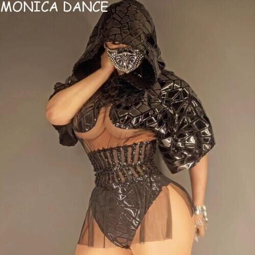 Women Sexy Black Sequins Shawl Shorts Belt Outfit Women Dancer DS Rock Band Show Wear Prom Party Reflective Novelty Outfit