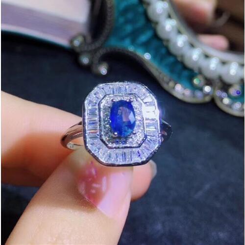 Per jewelry Natural real blue sapphire luxury ring Free shipping 925 sterling silver Fine jewelry 0.6ct gemstone J8123104