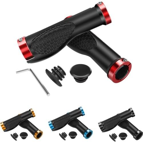 1 Pair Rubber Bicycle Grip Mountain Bicycle Handlebar Cover Anti-slip Ergonomic Bilateral Locking Grip Cycling Handle Accessory