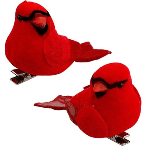 12Pcs Realistic Lovely Cardinal Clip On Christmas Tree Ornament Wreaths Festival Decorations With Alligator Clips Red Artificial