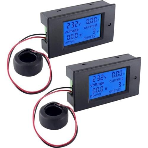 2Pcs Ammeter Voltmeter AC 0-100A 80-260V Digital Electricity Meter Voltmeter, Current Tester Energy Meter