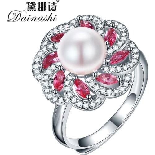 2020 Hot Selling 925 Sterling Silver Ring For Women Black Ring 8-9 mm Genuine Freshwater Pearl Jewelry High Quality Gift Box